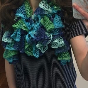 Crochet Blue Green Purple Scarf